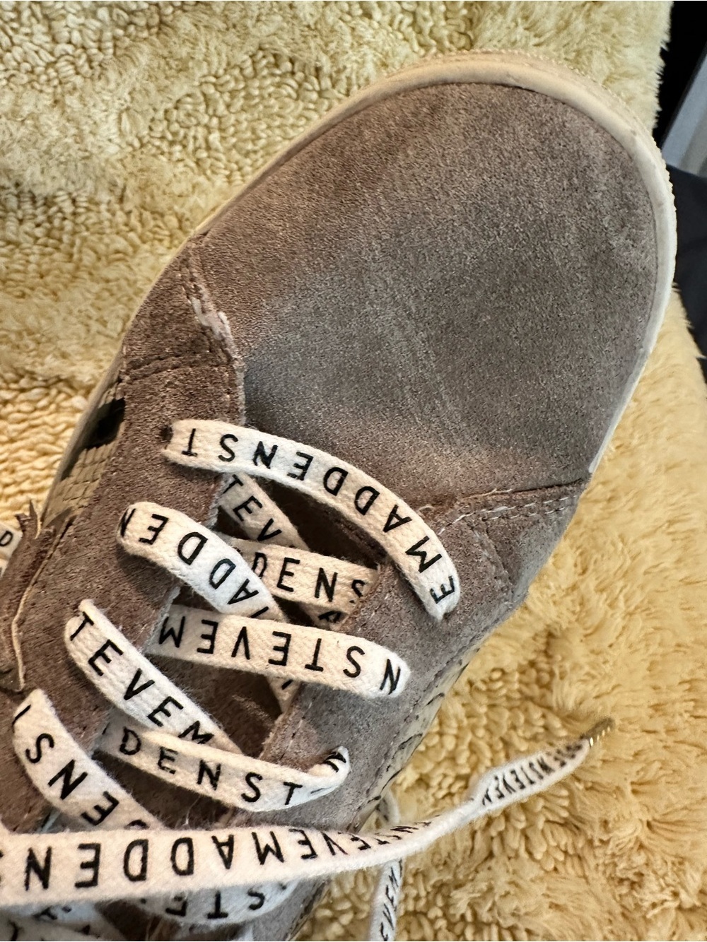 Steve Madden Taupe Suede Sneakers with Snake-Print Panels - Picture 7 of 9